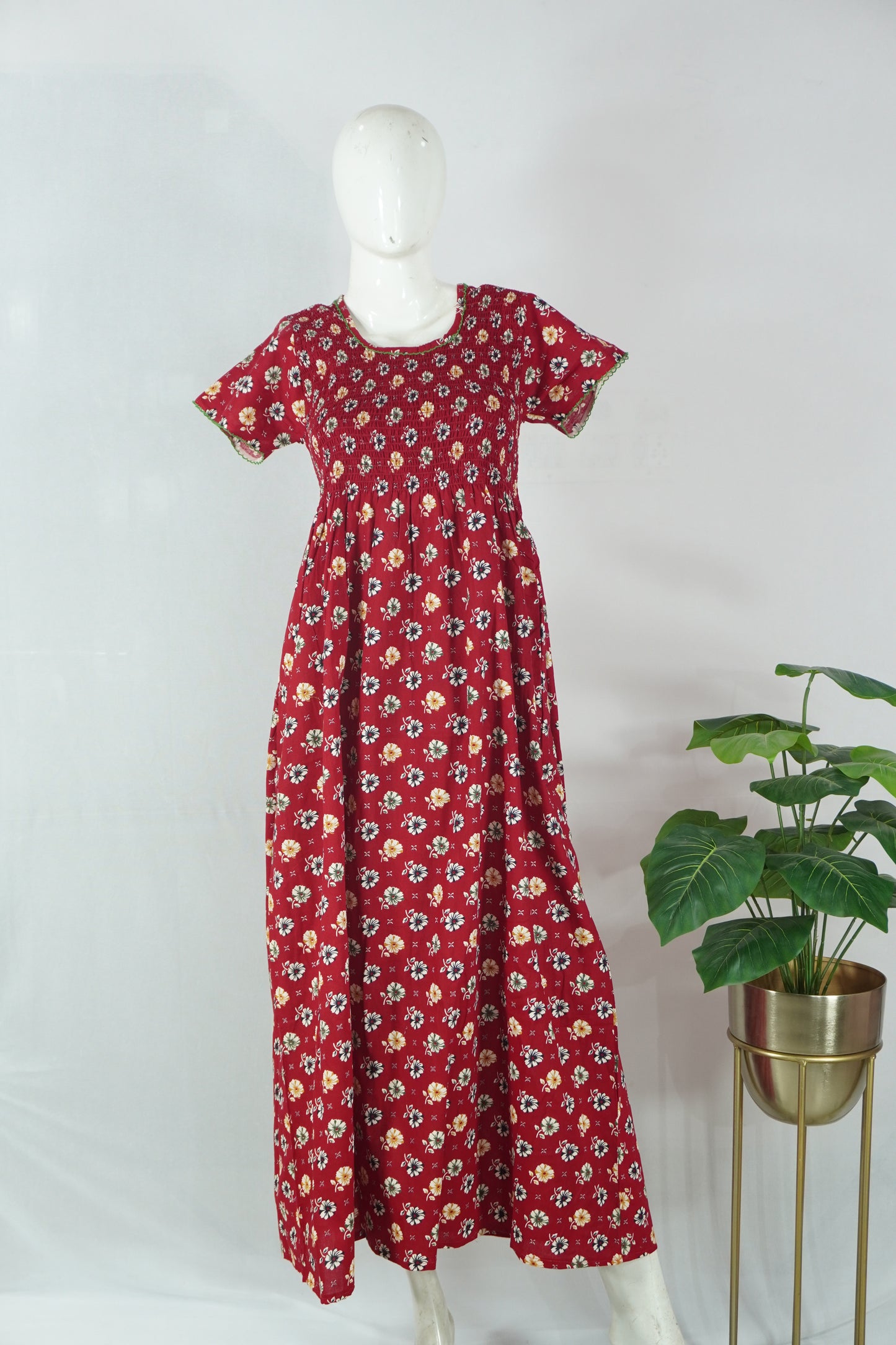 Smocking Cotton nighty